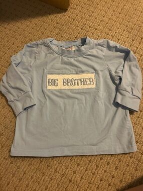 Big Brother Light Blue Smocked Long-Sleeve Kids Tee